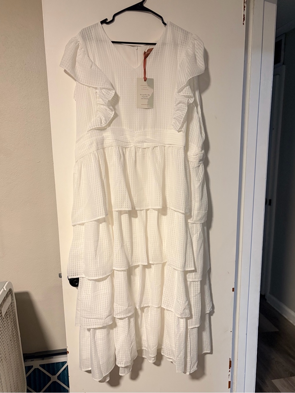 Jessakae White Tiered Ruffle Dress with tags